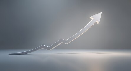 White 3D Arrow Pointing Up Business Growth, Progress Concept