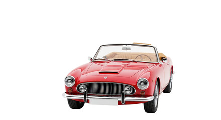 Red convertible car, classic roadster isolated PNG with Transparent Background