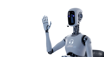 A Futuristic Robot with Computer and Modern Technology Concept