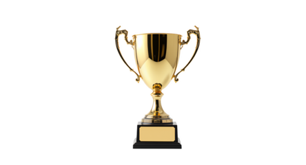 A Shiny Gold Award Cup on White Background
