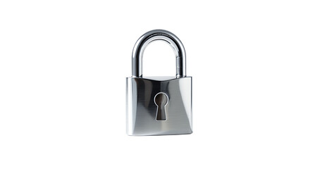 Naklejka premium A shiny silver padlock on a white background, security and protection concept.