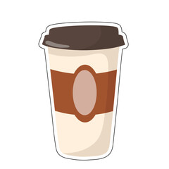 Takeaway Coffee Cup With Sleeve For Autumn Mornings – Cozy Beverage Cartoon Icon