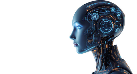 AI Concept Portrait with Glowing Circuitry and Signal Waves