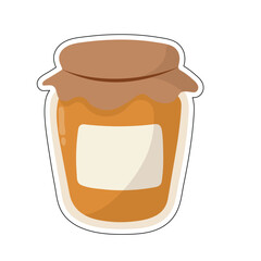 Rustic Honey Jar With Cloth Lid For Fall Harvest – Autumn Food Cartoon Icon