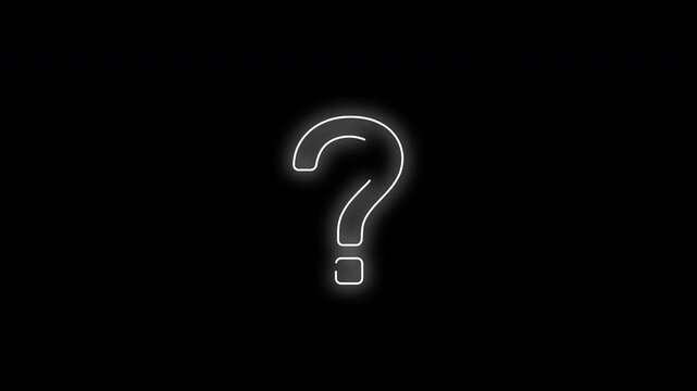 Animated question mark in walking edge style, glowing outline motion with dynamic border effect, modern luminous typography design.