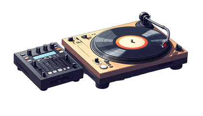 Electronic Music Collection – Dual DJ Turntable Designs Isolated on Transparent Background