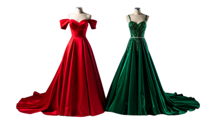 Evening Gown Duo – Two Luxury Dress Variations Isolated on Transparent Background