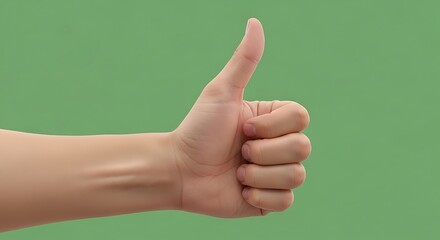 A persons hand showing a thumbs up gesture.