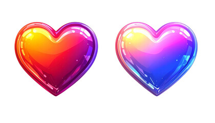 Game UI Heart Collection – Dual Health Bar Designs Isolated on Transparent Background