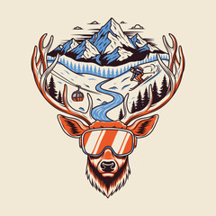 WILDERNESS cartoon vector hand drawn