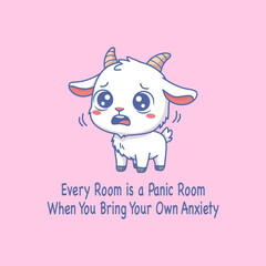 Cute Cartoon goat panic Vector illustration hand drawn