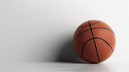 Obraz premium Basketball on Pure White Background with Ample Copy Space, Ideal for Sports Advertising, Web Banner, and Presentation Template