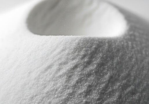 Abstract topography of crystalline white powder forming a conical mound under bright lighting creating ethereal shadows - Powered by Adobe