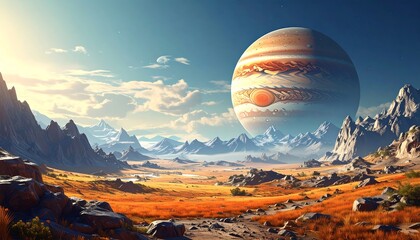 Vast landscape, giant planet