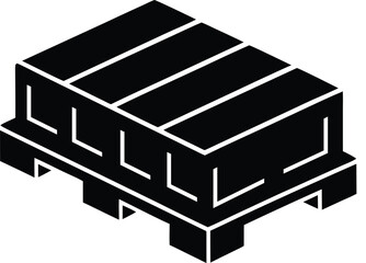 Cargo Pallet With Net Silhouette Vector Art Illustration