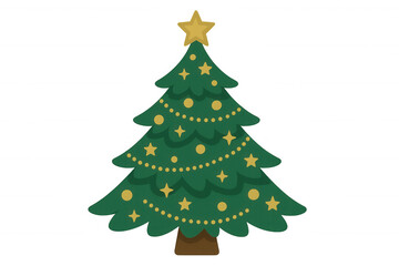 Christmas tree decorating for winter holiday season celebrating, festive stars and garlands ornamenting fir tree