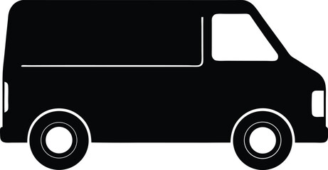 Cargo Van Silhouette Vector Art Illustration