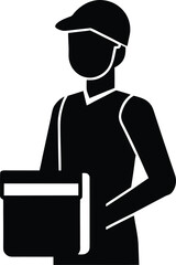 Delivery Person Silhouette Vector Art Illustration