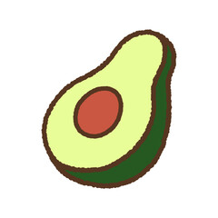 手書き風の単品アイコンイラスト　果物　アボカド