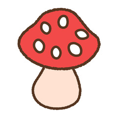手書き風の単品アイコンイラスト　キノコ　赤きのこ