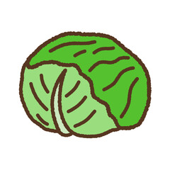 手書き風の単品アイコンイラスト　野菜　キャベツ