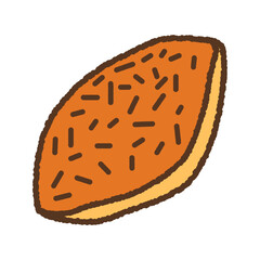手書き風の単品アイコンイラスト　食べ物　カレーパン