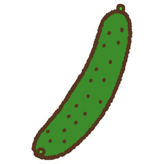 手書き風の単品アイコンイラスト　野菜　きゅうり