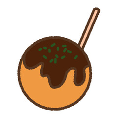 手書き風の単品アイコンイラスト　食べ物　たこ焼き