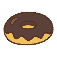 手書き風の単品アイコンイラスト　食べ物　ドーナツ
