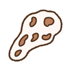 手書き風の単品アイコンイラスト　食べ物　ナン