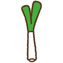 手書き風の単品アイコンイラスト　野菜　ネギ