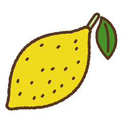 手書き風の単品アイコンイラスト　果物　レモン