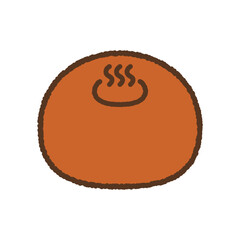 手書き風の単品アイコンイラスト　和菓子　温泉まんじゅう
