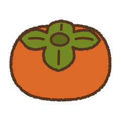 手書き風の単品アイコンイラスト　果物　柿