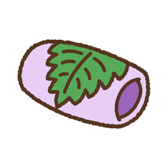 手書き風の単品アイコンイラスト　和菓子　桜餅
