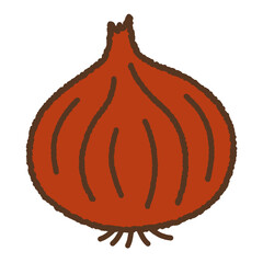 手書き風の単品アイコンイラスト　野菜　玉ねぎ