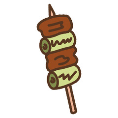 手書き風の単品アイコンイラスト　料理　焼き鳥