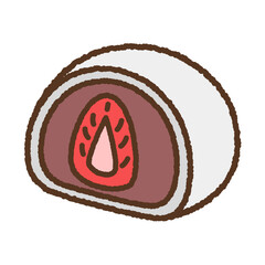 手書き風の単品アイコンイラスト　スイーツ　苺大福