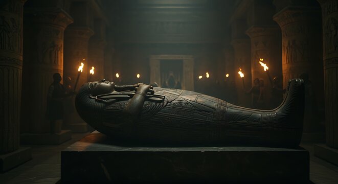 Ancient Egyptian Mummy in Tomb.
