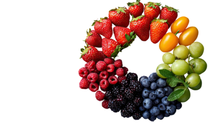 Colorful fruit arranged in a circular pattern