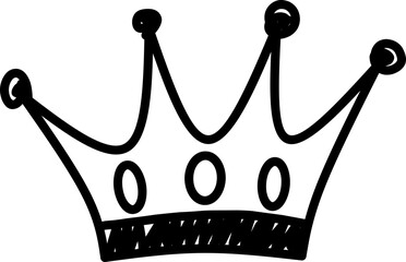 Crown Icon Hand drawn, Royal crown doodle for luxury, king, and queen themes.