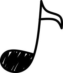 Single Music Note Sketch, Clean hand drawn music note doodle, ideal for song, melody, or sound themed graphics.
