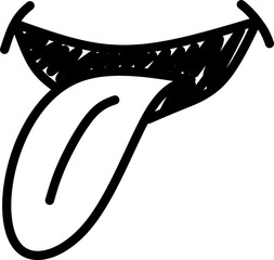 Tongue Out Mouth Sketch, Playful hand drawn mouth doodle with tongue sticking out, perfect for funny, cheeky, and expressive designs.