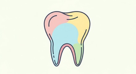 Colorful Tooth Illustration for Dental Health Awareness and Education.