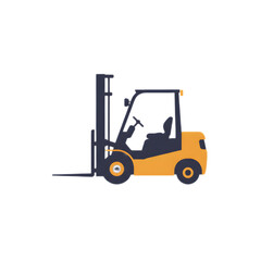 Yellow and black forklift truck isolated on white background.