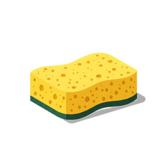 Yellow kitchen sponge with green trim for cleaning and washing dishes.