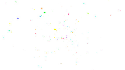 realistic bright confetti background for celebrations concept, in png format with transparent background. 3d render of confeti floating isolated. Christmas holiday and anniversary party Upper layer.