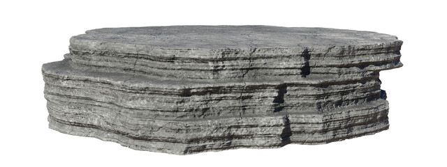 Stone cylinder podium,  Rock platform for display products with isolated on transparent background - PNG file, 3D rendering illustration