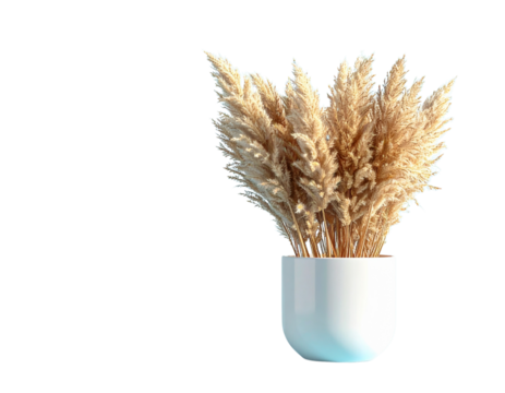  Elegant Dried Botanical in White Pot with Calm Blue Background