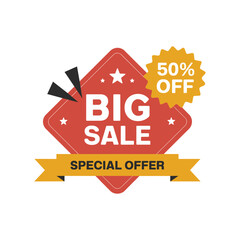 Big Sale Discount Banner with Special Offer and 50% Off Label